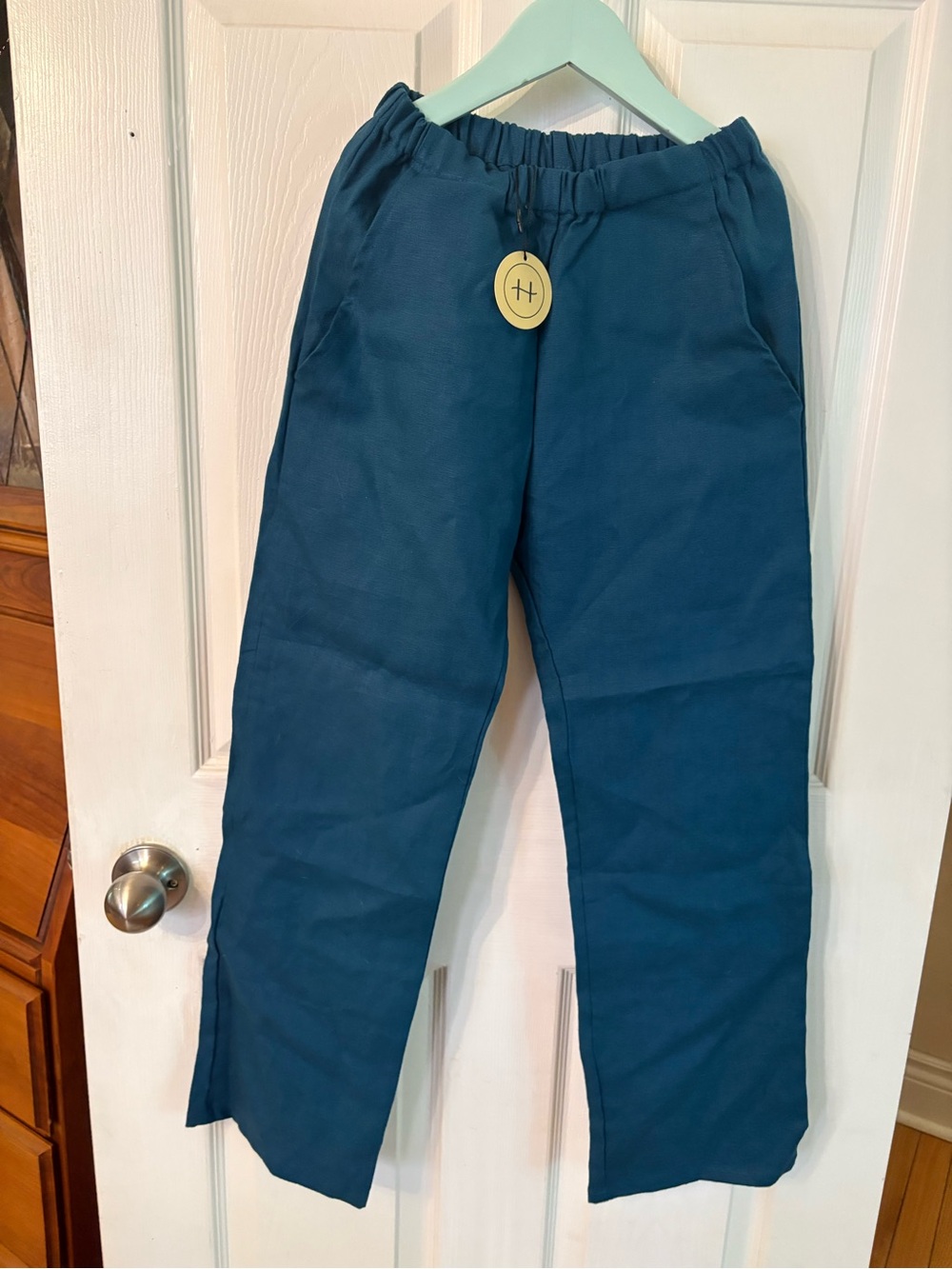 NWT Haven Kids Girl’s Blue Elastic-Waist Linen Pants (size 10-12)